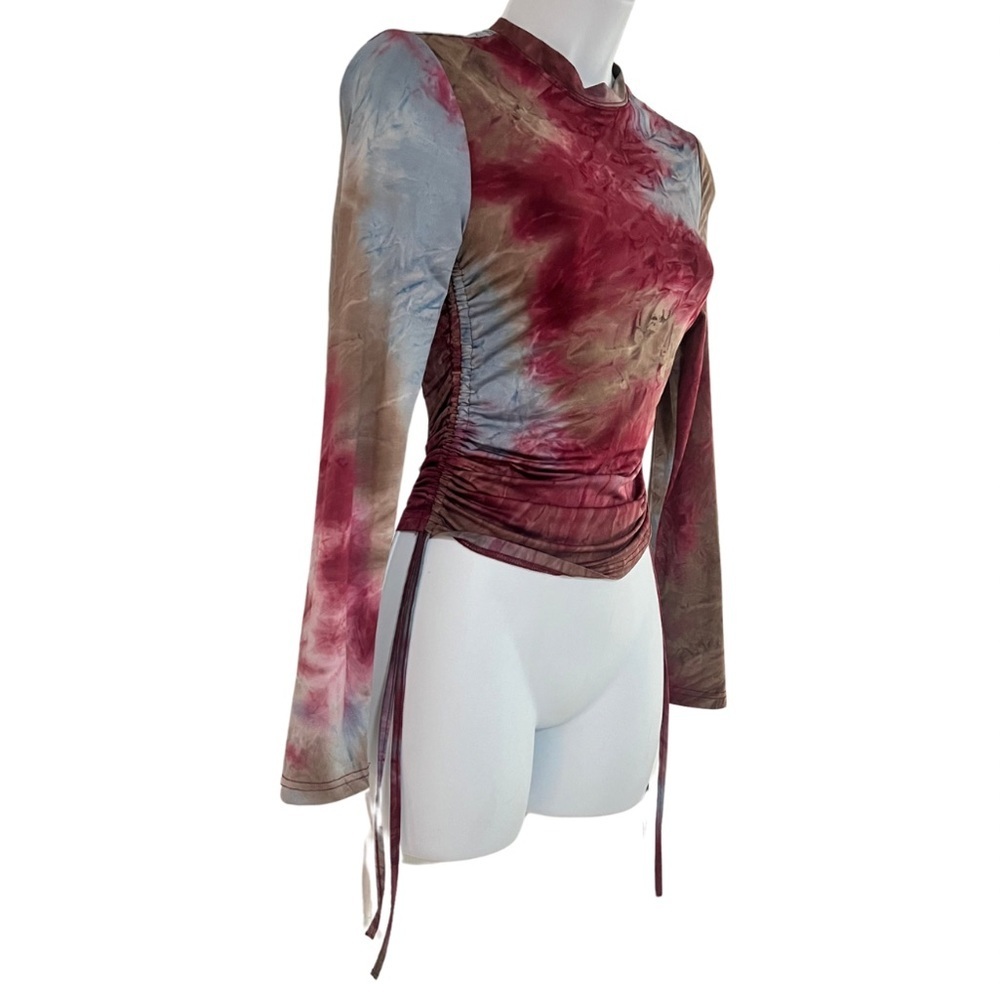SHEIN Multicolor Tie-Dye Drawstring Knot Side Crop Top, Size 2 - Picture 6 of 8